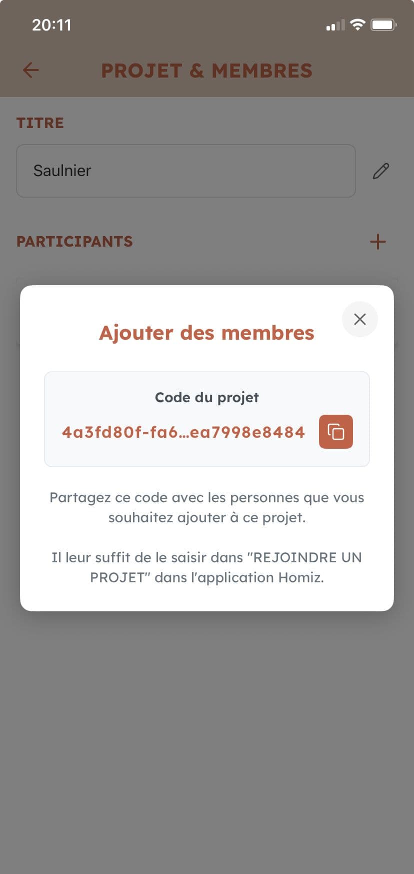 Section suivi de chantier Homiz